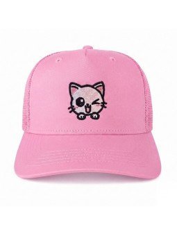 Gorra de rejilla con un divertido gato bordado de top hats