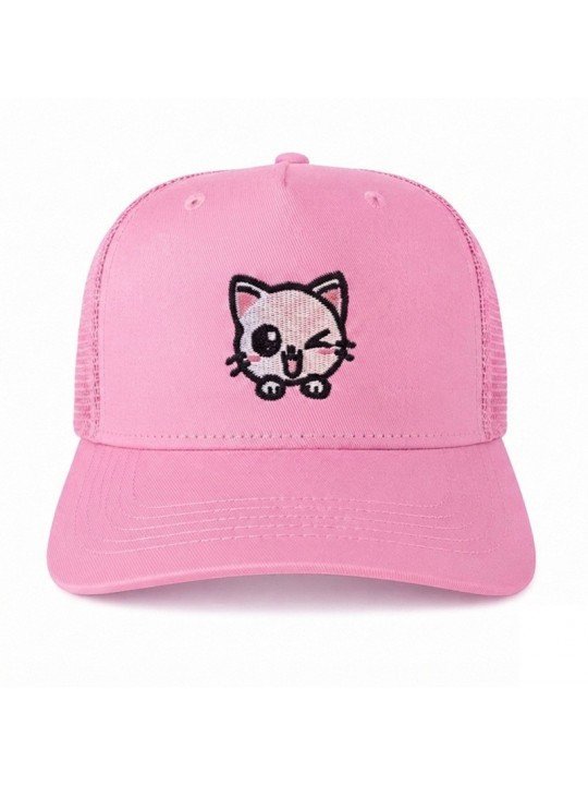 Gorra de rejilla con un divertido gato bordado de top hats