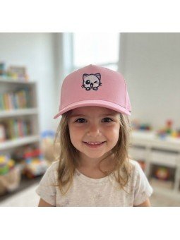 Gorra de rejilla con un divertido gato bordado de top hats