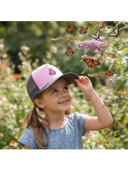 Kids' Trucker Mesh Cap with Embroidered Butterfly | Top Hats