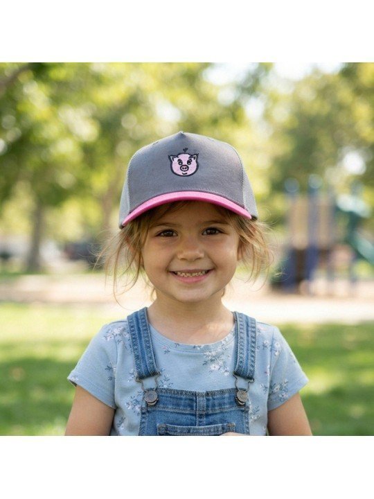 Gorra Infantil de Rejilla con Cerdito Bordado | Top Hats