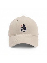 Top Hats Soft Crown Cap with Embroidered Two Cats and Heart