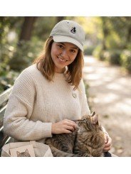 Top Hats Soft Crown Cap with Embroidered Two Cats and Heart
