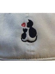 Top Hats Soft Crown Cap with Embroidered Two Cats and Heart