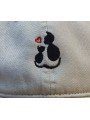 Top Hats Soft Crown Cap with Embroidered Two Cats and Heart