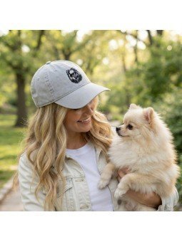 Gorra con bordado de perro Pomerania | Top Hats