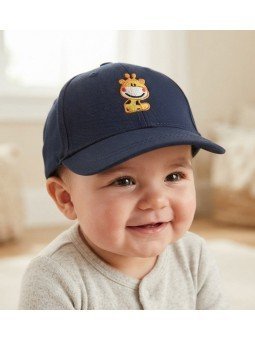 Top Hats Baby Cap with Funny Giraffe Embroidery