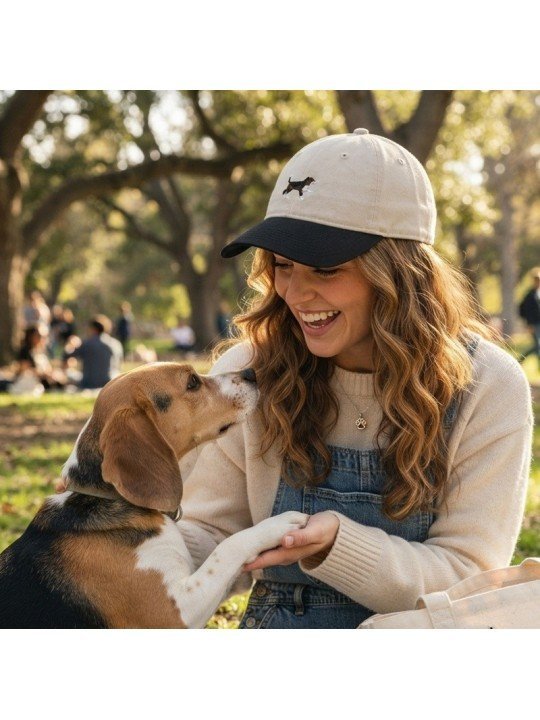 Top Hats Cap with Minimalist Beagle Embroidery