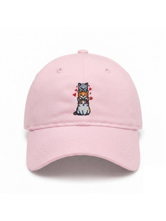 Gorra Top Hats con Tres Gatitos y Corazones Bordados