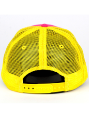 Pink & Yellow Embroidered Trucker Cap | Palm & Waves