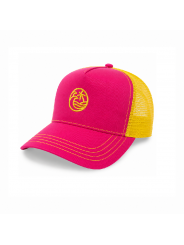 Gorra Trucker Rosa y Amarilla Bordada | Palmera y Olas
