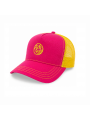 Pink & Yellow Embroidered Trucker Cap | Palm & Waves