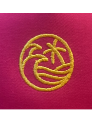 Gorra Trucker Rosa y Amarilla Bordada | Palmera y Olas