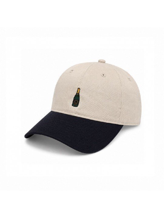 Beige & Black Embroidered Dad Cap | Bottle Design