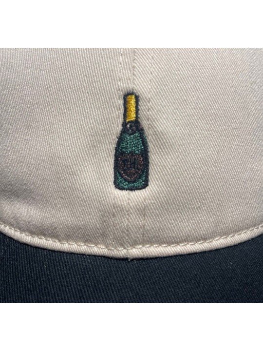 Beige & Black Embroidered Dad Cap | Bottle Design
