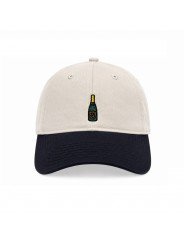 Beige & Black Embroidered Dad Cap | Bottle Design