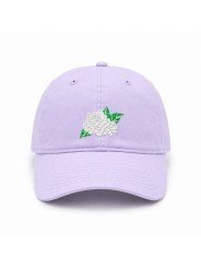 Gorra Lila con Bordado de Rosas Blancas | Estilo Casual