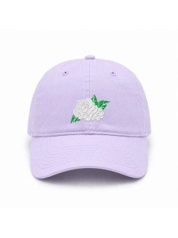 Gorra Lila con Bordado de Rosas Blancas | Estilo Casual