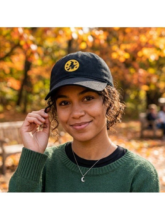Cap with Embroidered Witch on a Broomstick | Top Hats