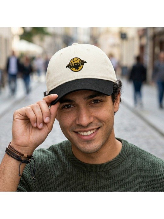 Cap with Embroidered Halloween Bat | Top Hats
