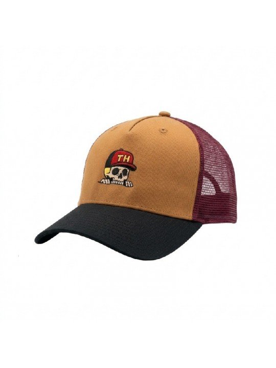 Top Hats Cap with Embroidered Skull Wearing a Cap