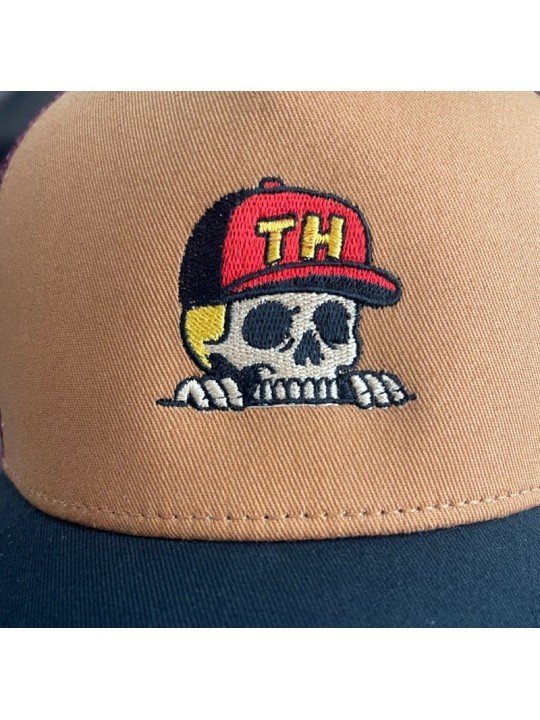 Top Hats Cap with Embroidered Skull Wearing a Cap