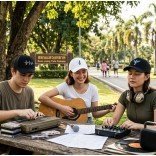 Gorras Bordadas de Música Top Hats | Gorras Ajustables con Diseño de Instrumentos Musicales